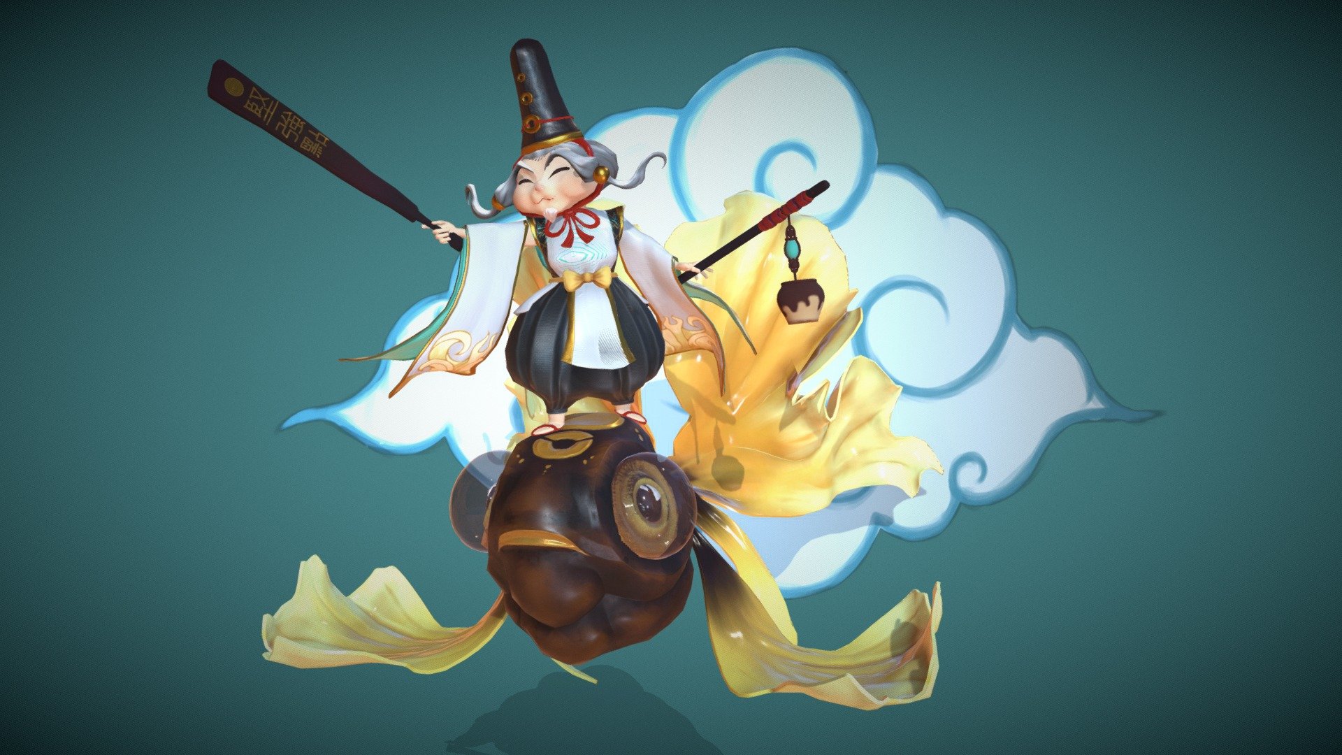 Ebisu 3D Character from Onmyoji (NetEase games)
Blocking, Sculpting - ZBrush,
Retopology and UnWrap - Maya,
Baking and Materials - SubstancePainter.
Beauty Renders done in Arnold 3d model