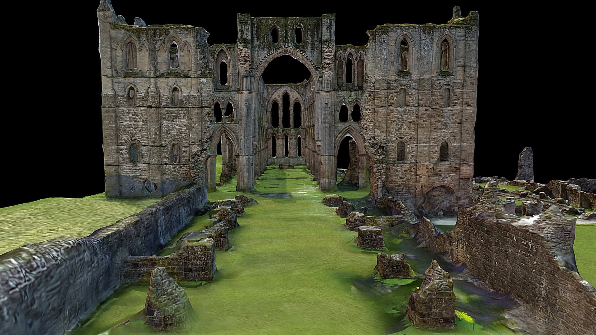 Rievaulx Abbey was the first Cistercian monastery in the north of England,[2] founded in 1132 by twelve monks from Clairvaux Abbey 3d model