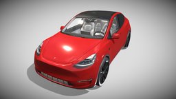 Tesla Model Y AWD Red with interior and chassis