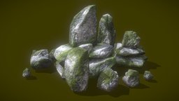 Mossy Rocks Low Poly group, nature, moss, stones, mossy, rocky, substancepainter, substance, stone, rock