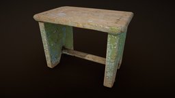 Old Stool 02 prop, photoscan, pbr, gameready