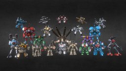 SD Macross Collection mech, low-poly, anime, robot