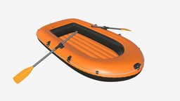Inflatable boat 04 fishing, transport, vessel, equipment, inflatable, rubber, raft, floating, leisure, 3d, pbr, sport, boat