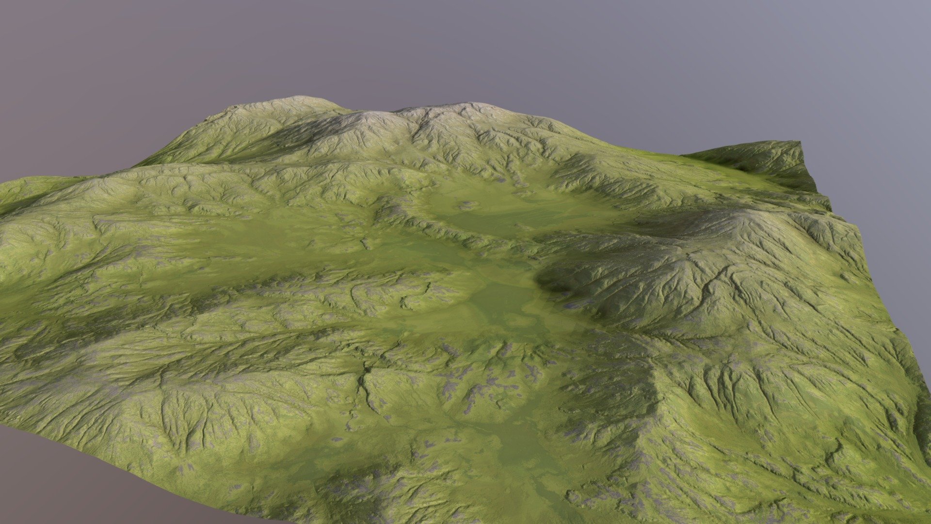 Lush green mountain terrain. Textures (diffuse, normal, ambient occlusion) are in 4K resolution 3d model