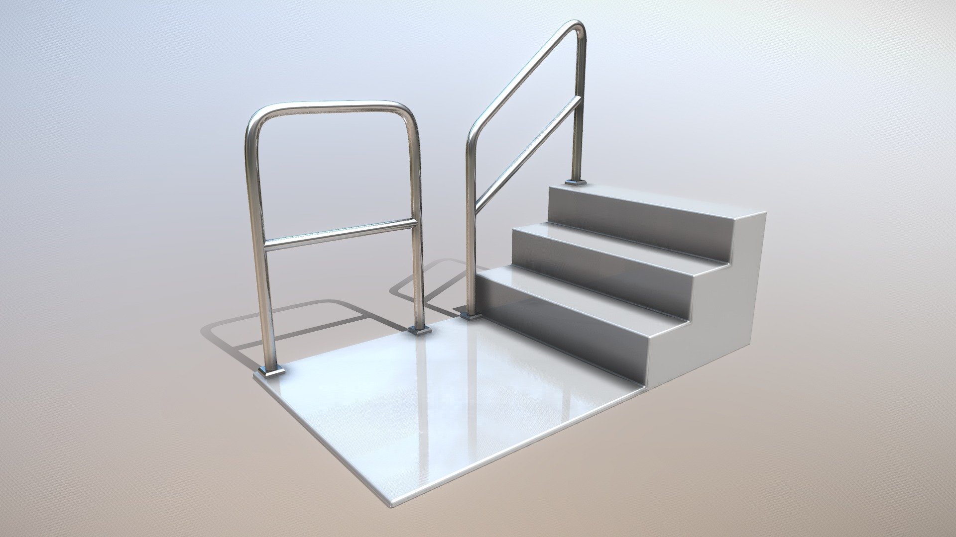 Stainless Steel Railing with Stairs (Test) - Stainless Steel Railing with Stairs (Test) - 3D model by VIS-All-3D (@VIS-All) 3d model