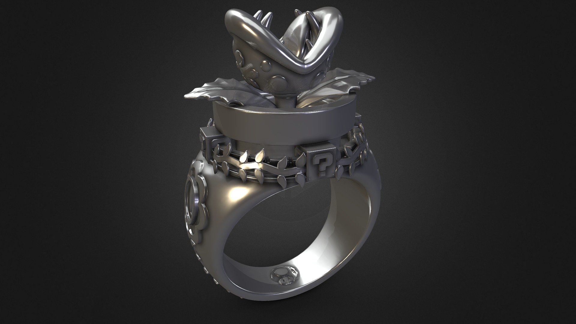 Mario bros inspired ring - Mario flower ring - 3D model by zerojs 3d model