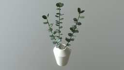 Porcelain Vase with Eucalyptus plant, bathroom, cute, portrait, porcelain, nice, fresh, pretty, homedecor, homedesign, eucalyptus, asset, home
