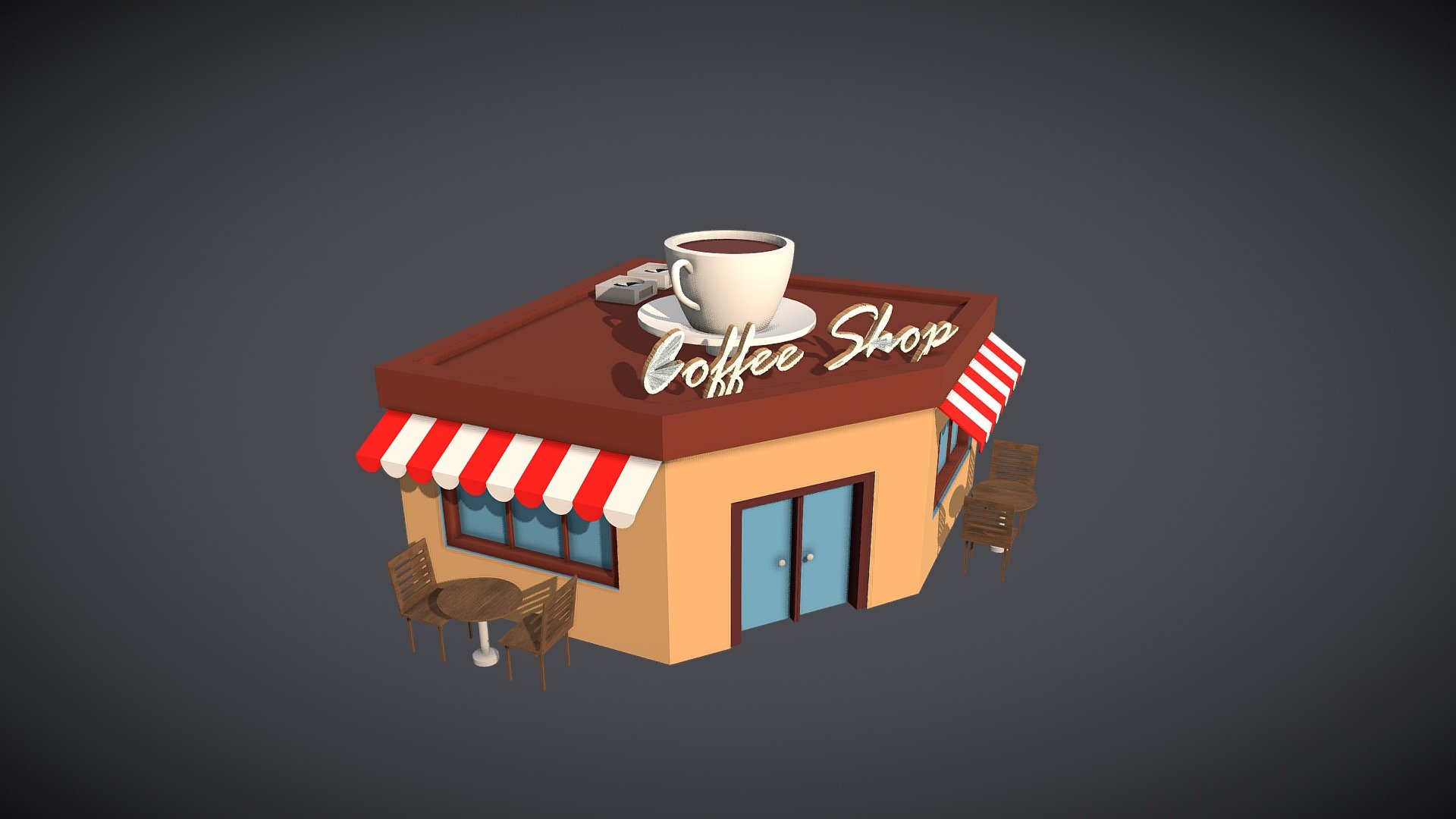 Low-Poly Coffee Shop - Buy Royalty Free 3D model by Incod ART 3D (@incodart) 3d model