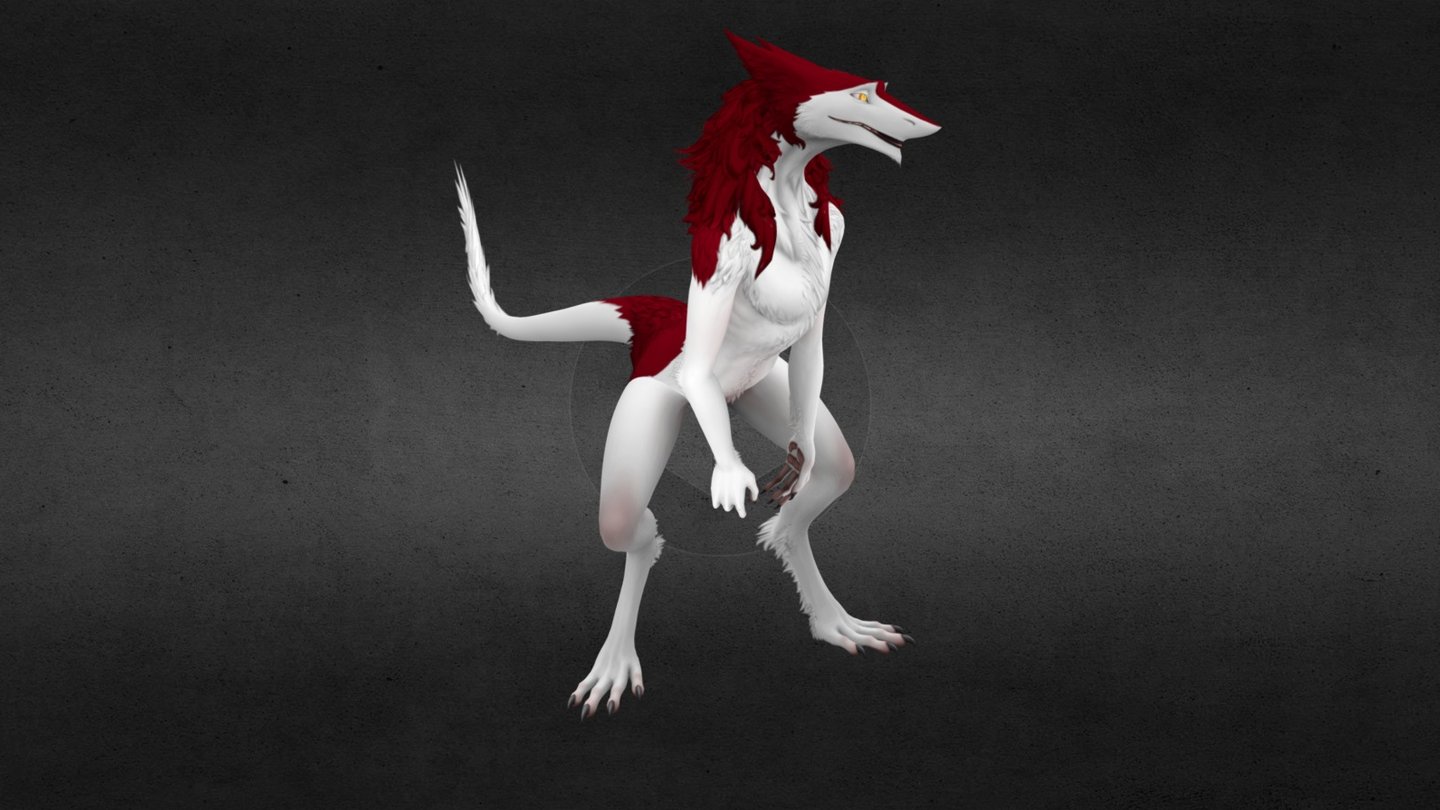 Variant of an avatar I created, a year or two ago. Some really unfortunate rigging in places, and the fact that hands and face animate using primitive alpha-swapping of meshes means it doesn't look all too fancy outside of SecondLife.

Design belongs to Trancy Mick - Skadi Sergal - 3D model by Kampfisken 3d model