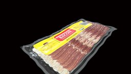 Sliced Bacon (2) food, ham, packaging, meat, sandwich, hotdog, package, pork, bacon, sausage, salami, sliced, packaging3d