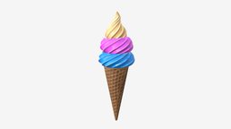 Colorful Ice cream in waffle cone
