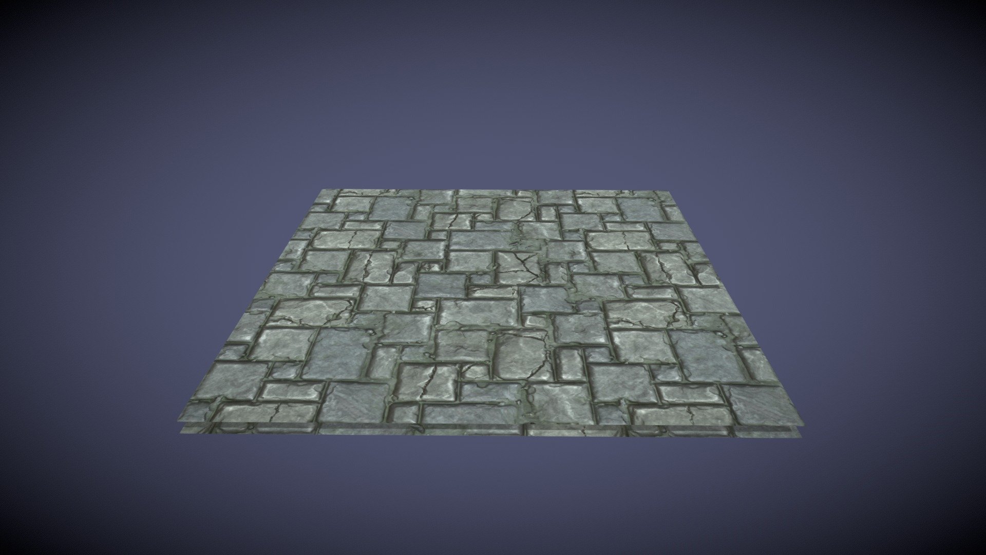 This here is a final model for a floor environment piece. It is just a simple 400u squared with a dungeon tile I found on Adobe Substance materials online. I also created a rocky material to interchange because the developers wanted a cavern area to explore as well 3d model