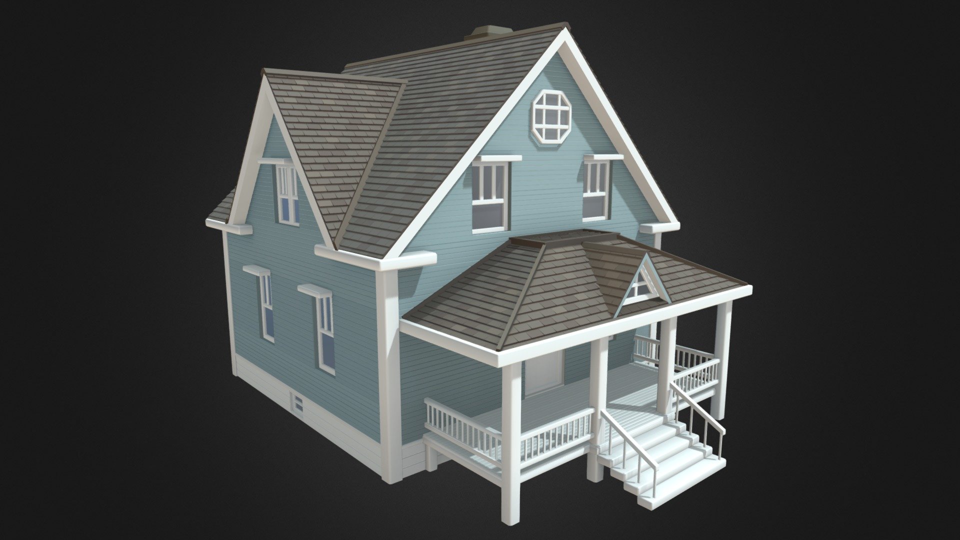 Blue House - Blue House - Download Free 3D model by Al-Deezel (@Al-dezel) 3d model
