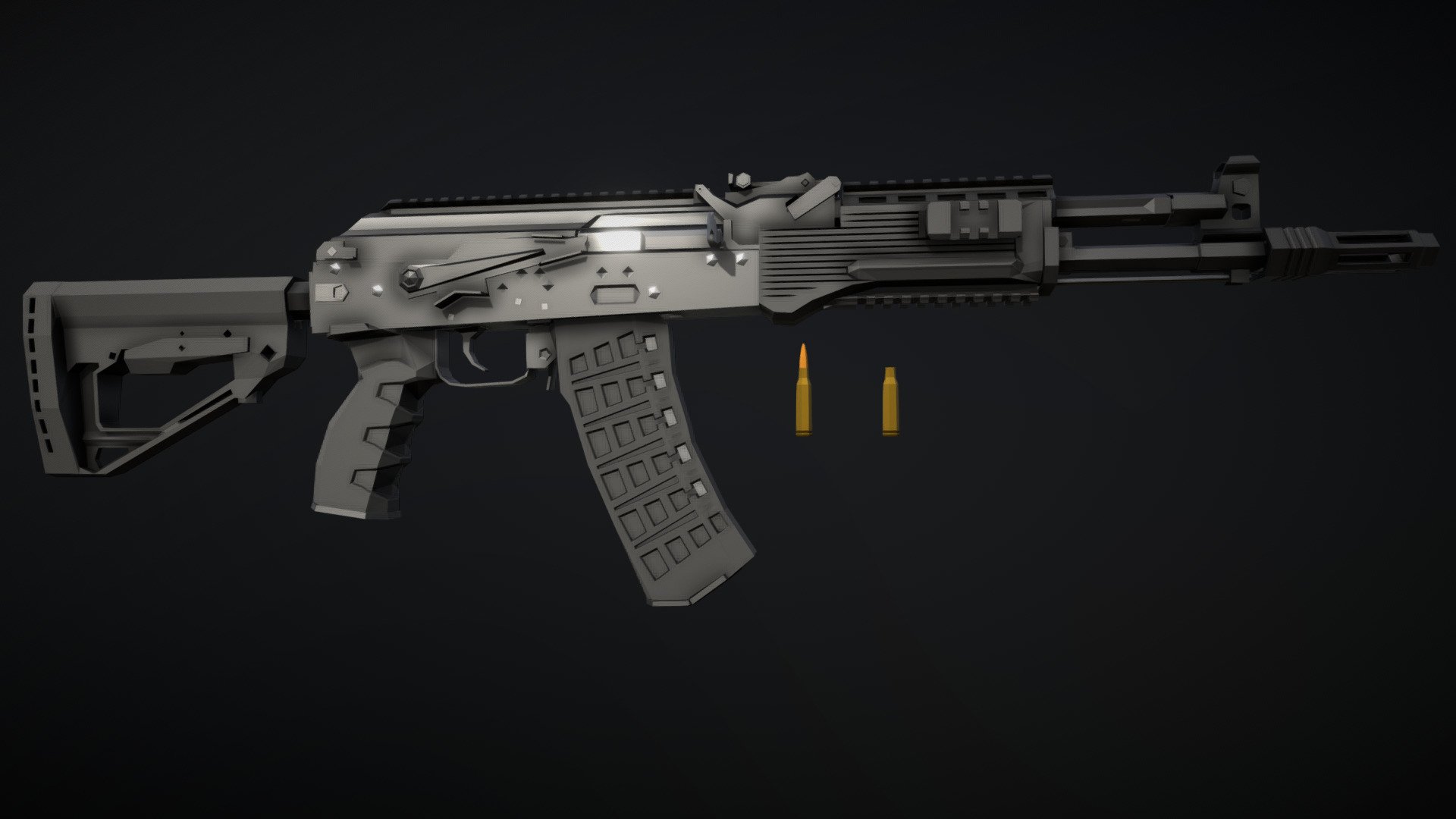 Low-Poly model of the AK-205, modernization of the AK-105, and carbine variant of the AK-200 3d model