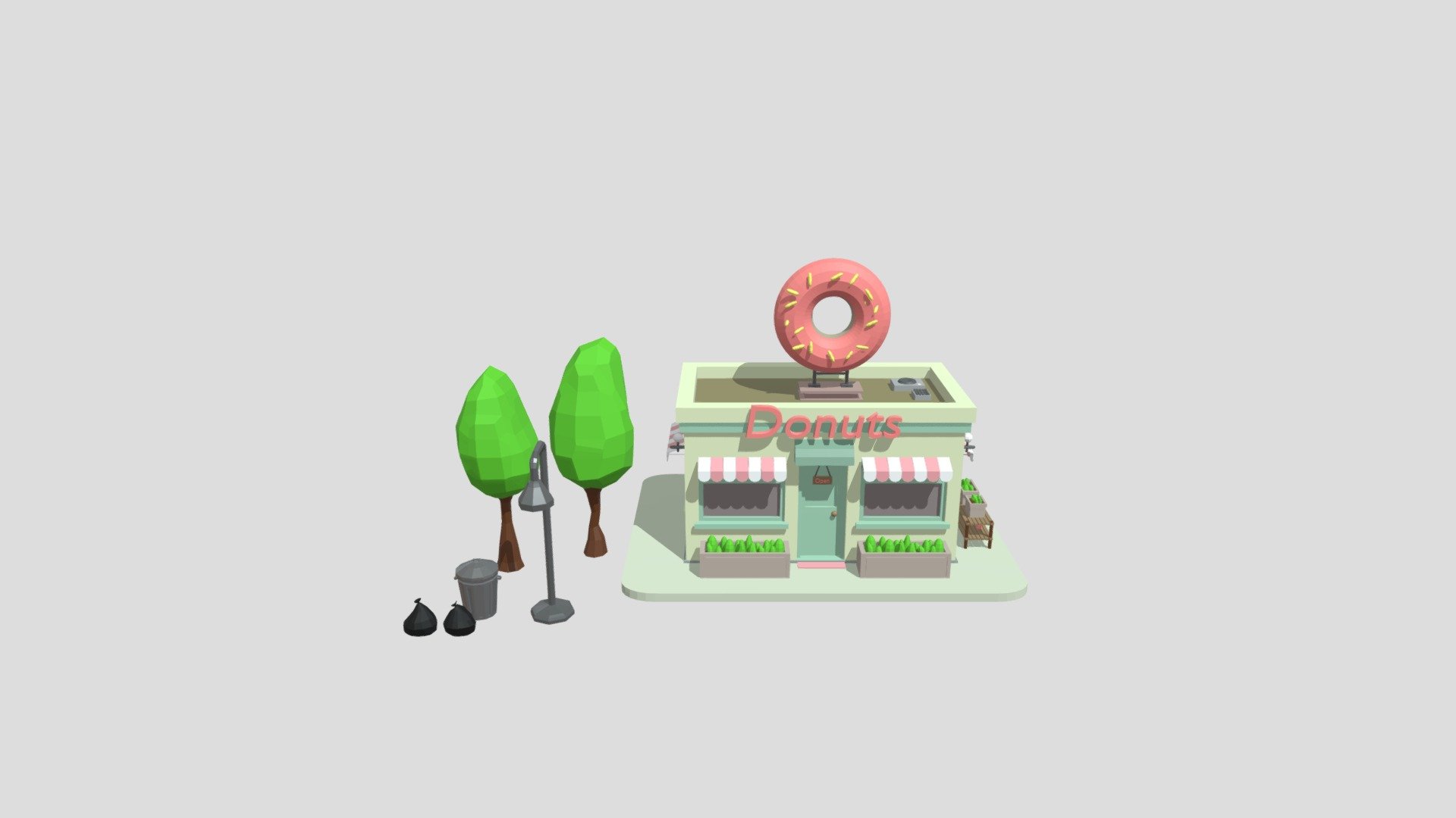 donut shop low poly - donut shop low poly - 3D model by cerileydi 3d model