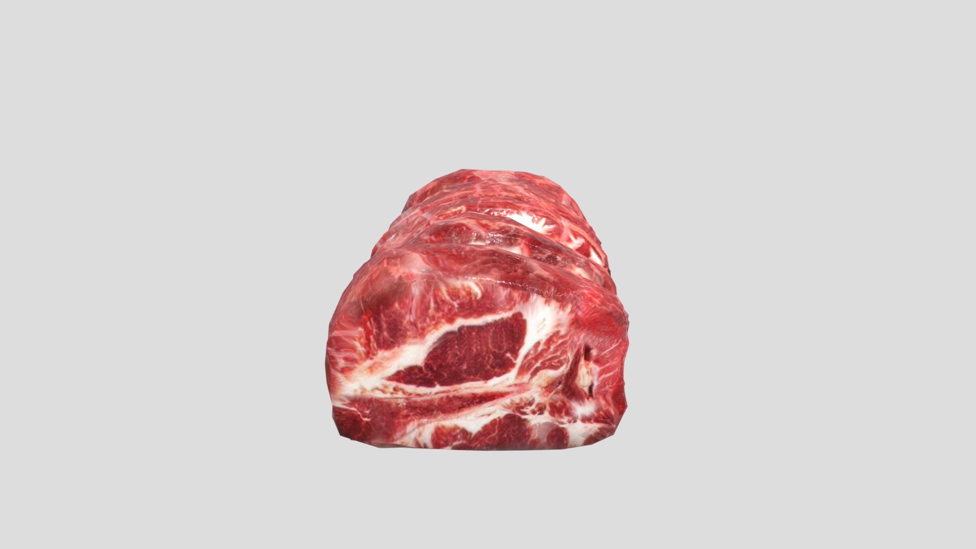 3d model of a BackBone cut of meat. Perfect for games, scenes or renders.

Model is correctly divided into main parts. All main parts are presented as separate parts therefore materials of objects are easy to be modified or removed and standard parts are easy to be replaced.

TEXTURES: Models includes high textures with maps: Base Color (.png) Height (.png) Metallic (.png) Normal (.png) Roughness (.png)

FORMATS: .obj .dae .stl .blend .fbx .3ds

GENERAL: Easy editable. Model is fully textured.

Vertices: 2,3k Polygons: 2,3k. All formats have been tested and work correctly.

Some files may need textures or materials adjusted or added depending on the program they are imported into 3d model