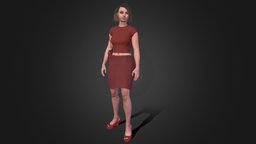Woman in Summer Outfit 5 body, hair, suit, tshirt, shirt, high, top, clothes, bag, skirt, dress, shoes, purse, head, uniform, heels, outfit, evening, character, asset, 3d, model, female, modular, clothing, rigged