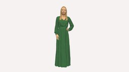Young girl_in green dress 0009 style, fashion, beauty, miniature, figurine, young, realistic, printable, outfit, success, girl_model, 3dprint
