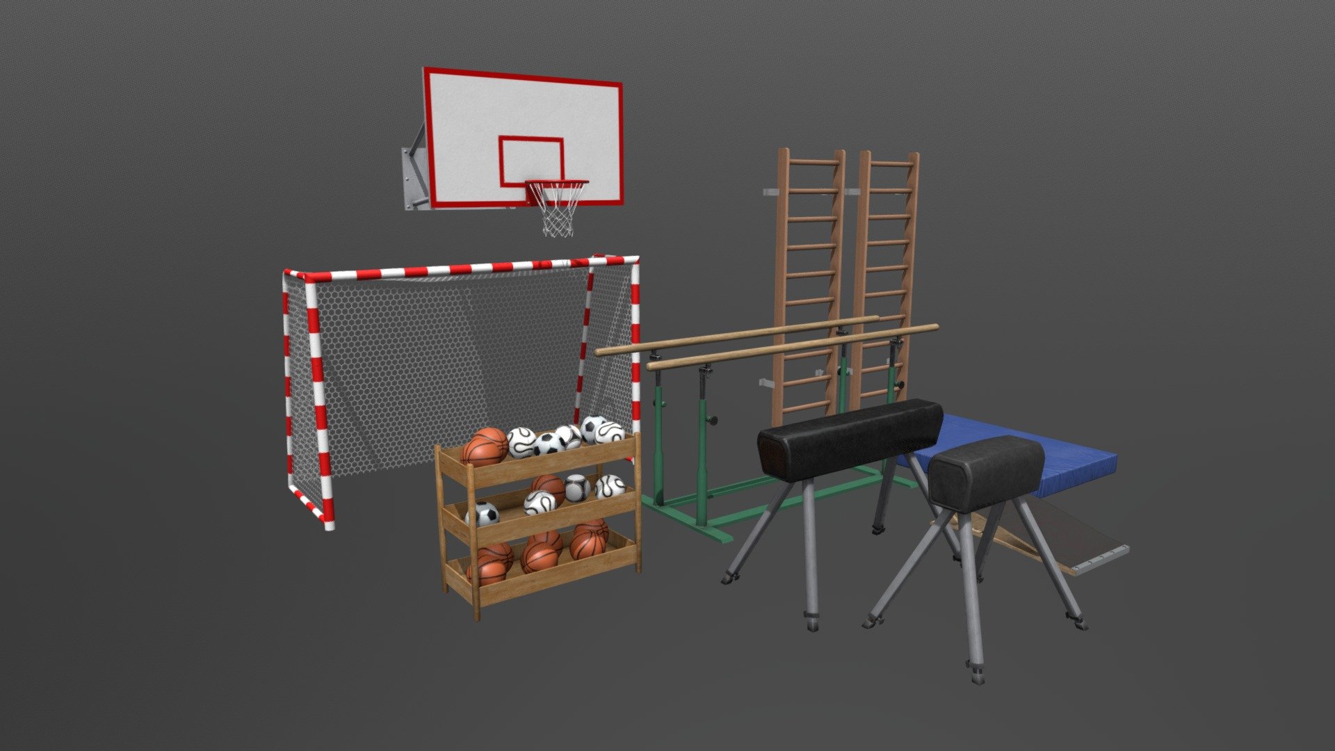 Game ready sport props for school gym - School gym props - 3D model by TirgamesAssets 3d model