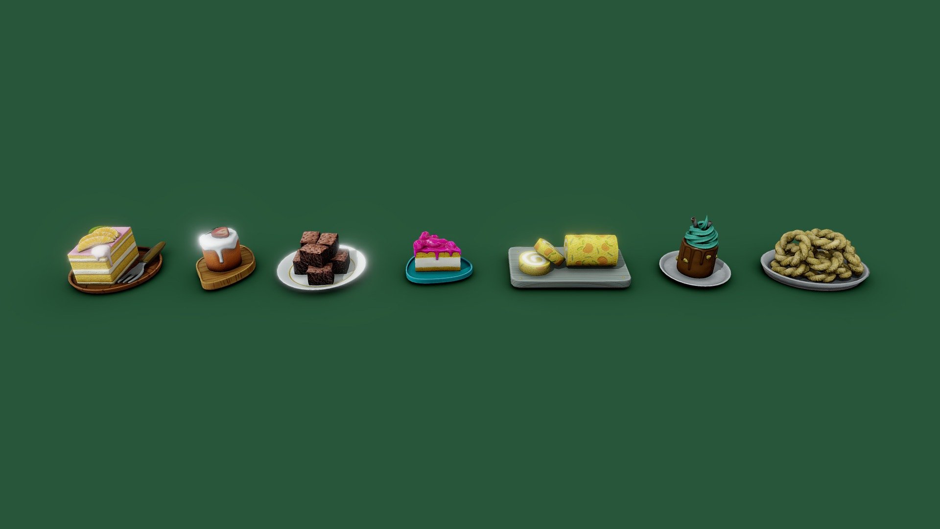 hey, i made Lowpoly Cake Food Game Asset, kind a nice for your scene. 4K texture PBR Unity smoothness and Unreal. also i have free stuff for download please cek my page account, and follow for future upload. This models is sell, so you can use in any project you working on, i cant promis the other cake or food models will be coming soon to accompanied this model but i will try. Thank you for all of you guys to supporting me ;’)

In this pack only the model, 4K texture set for unity and unreal in additional file.

looking for freelance 3D artist for your mobile game? Feel free to ask me.

oh… if you want, i post several progress in my instagram @ferozes

And check out my free game on googleplay —&gt; https://bit.ly/2FRlptH

thank you for supporting me again, have nice scene :D - Lowpoly Cake Food Game Ready Asset Pack #1 - Buy Royalty Free 3D model by ferofluid 3d model