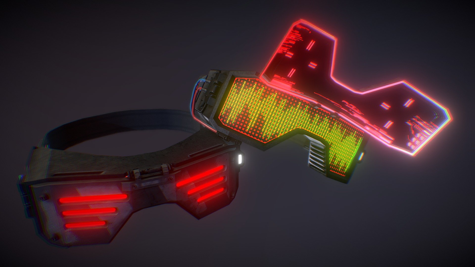 A cyberpunk project I did for Second Life, the visor features multiple skins and a resizable strap for user convenience 3d model