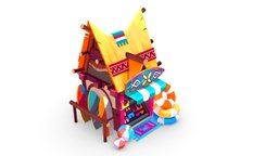 Swim Store 2d, stylized-handpainted, handpainted, cartoon, lowpoly, hand-painted, low, poly, house, stylized, handpainted-lowpoly