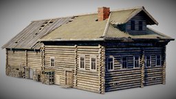 Woodenhouse_1 da1 storage, wooden, warehouse, country, cabin, survival, damaged, rural, props, old, settlement, countryside, wooden-house, countryhouse, house, home, wood, village, environment, living-house, 2-storey-house