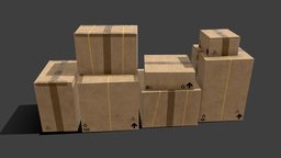 Boxes storage, set, packaging, warehouse, boxes, paper, cardboard, shipping, realistic, box, delivery, low-poly, blender, gameasset, industrial, gameready