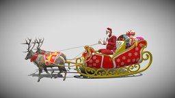Santa Claus rides reindeer sleigh tree, santa, rig, christmas, holiday, reindeer, noel, decor, claus, rides, sleigh, santa_cruz, santacruz, merry-christmas, santa-claus, happy-new-year, merrychristmas-noel, animation, interior, rigged