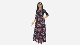 Woman In Flower Dress 0670 style, flower, people, beauty, clothes, dress, miniatures, realistic, woman, character, 3dprint, model