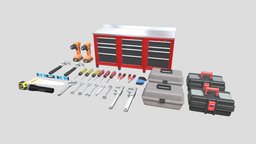 Tools and Workshop Collection saw, tape, hammer, prop, drill, collection, wrench, high-poly, pliers, flashlight, tool, screwdriver, measure, workbench, cordless, tool-box, hand-tool, low-poly, asset, workshop, construction, allen-key, crescent-wrench, allen-wrench