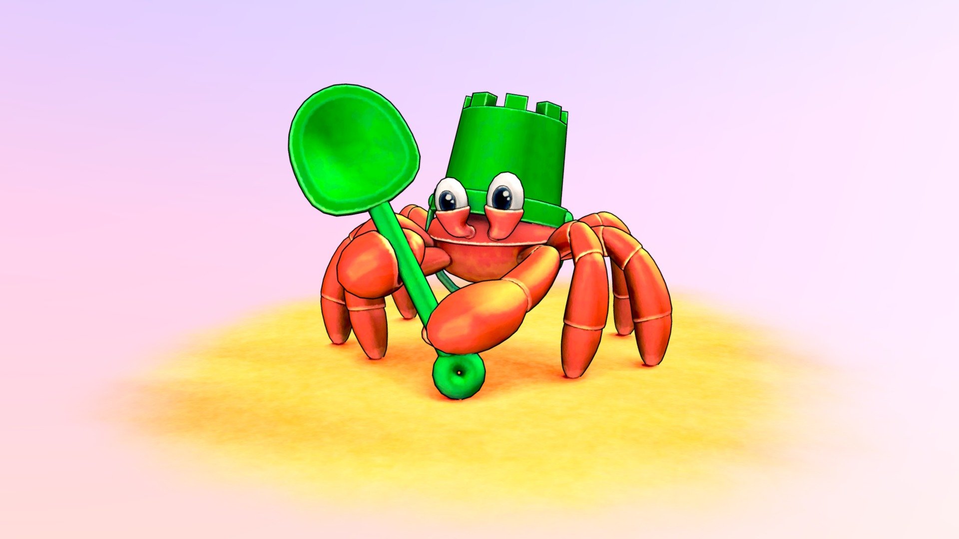 It took a long time but in the end, the idea came up. For this week, I have created a crab that steals toys from children on the beach 3d model