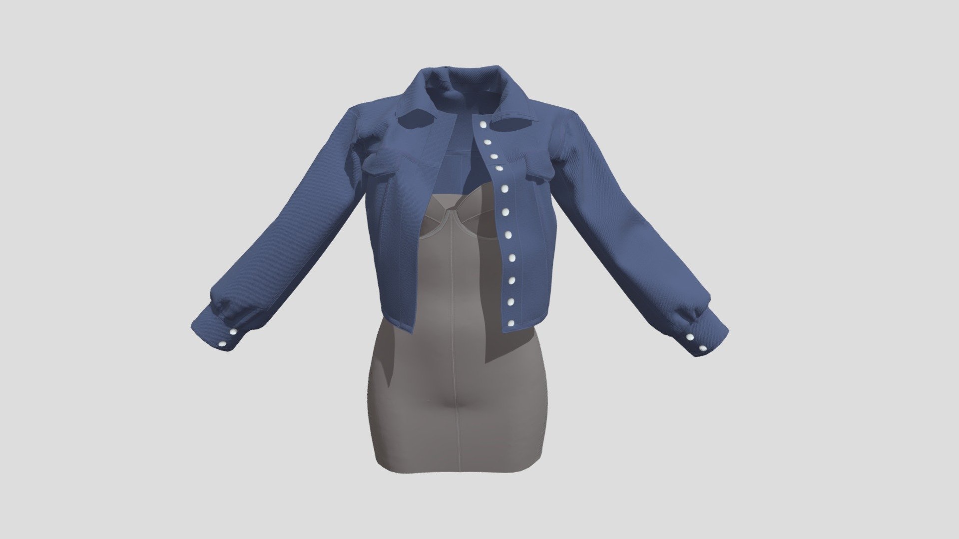 Strapless Dress With Jacket - 3D model by KittieKate 3d model