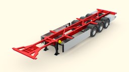 Semi Truck Cargo Container Trailer 40ft Low-poly