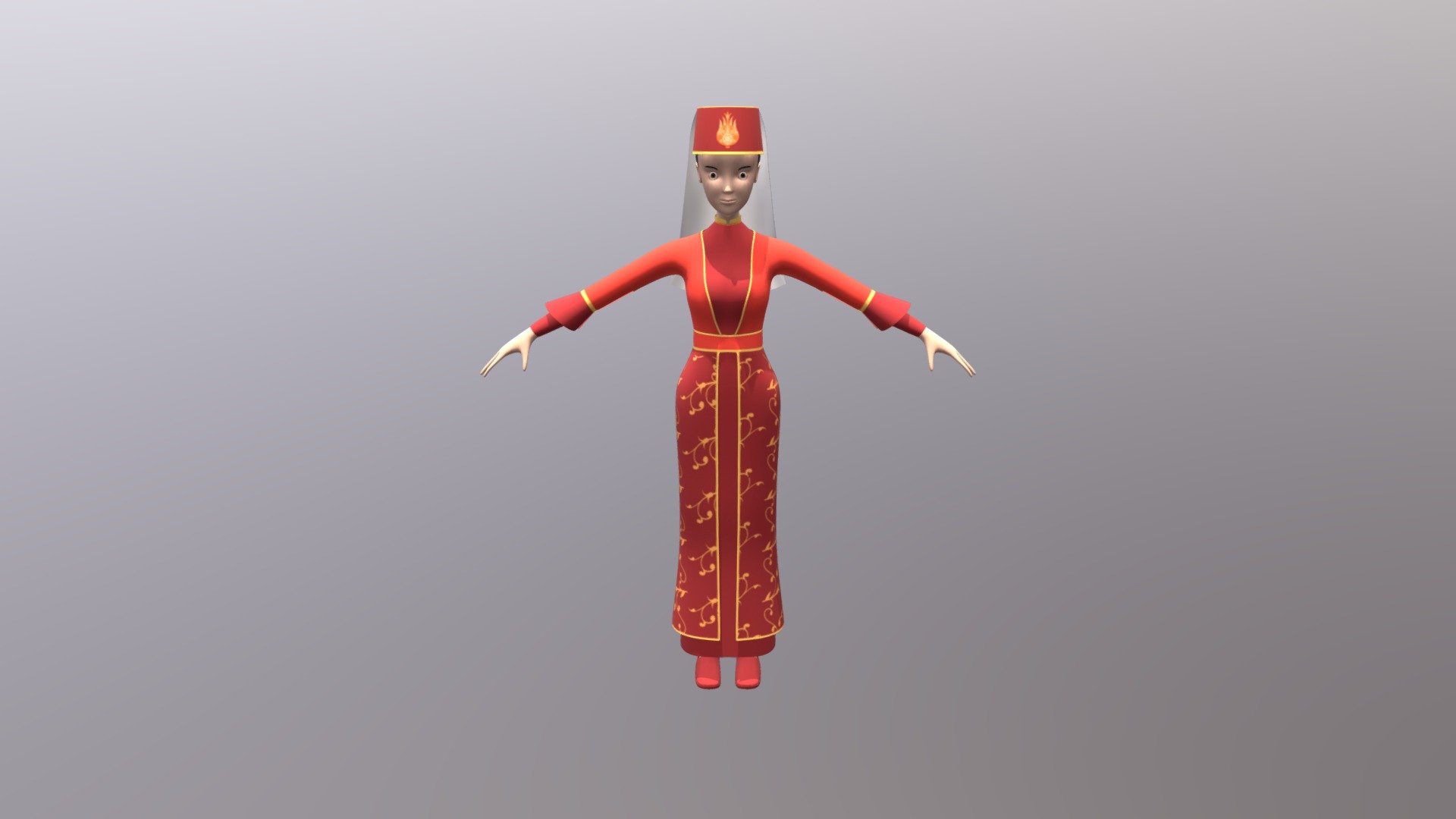 Female character in Turkish national dress - Cartoon female character - 3D model by Mobius_3D (@Sergio_3D) 3d model