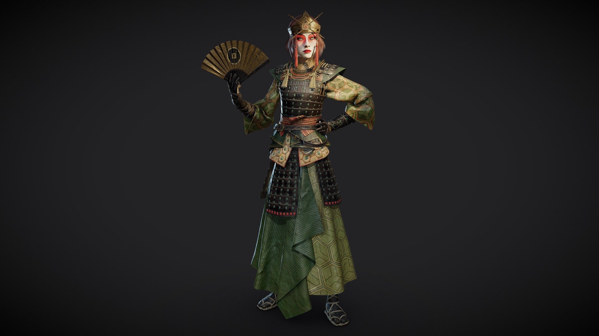 I really wanted to finally get into game character creation and learn the proper workflow, so I restricted myself to a poly budget of about 100.000 and two 4k texture sets and chose Suki from Avatar: The Last Airbender as subject of my re-interpretation. Hope you like it! - Kyoshi warrior Suki (ATLA fanart) - 3D model by Lukas Walzer (@luke.walzer) 3d model