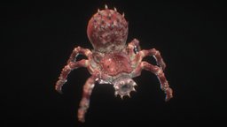 Arachnirock, the Rock Shooting Spider Thing red, fiction, cute, spider, shooter, shoot, legs, ocean, claws, pink, arachnid, fbx, science, alien, snout, unity, 3d, blender, sci-fi, creature, monster, animated, rigged