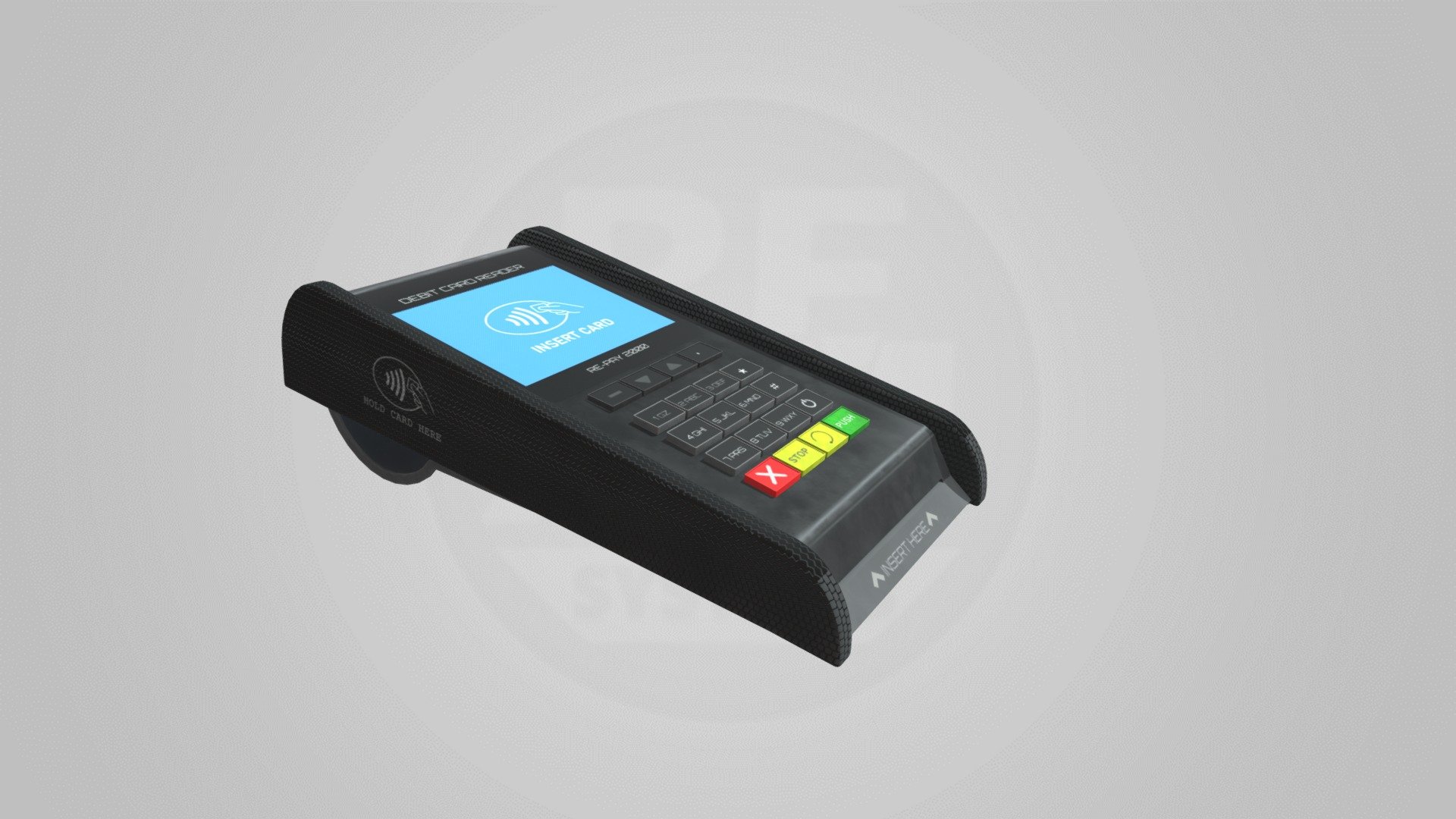 A  debit card reader model for your video game or 3D project 3d model