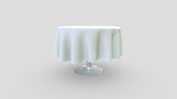 Round Table With Table Cloth cafe, white, cloth, restaurant, with, table, round, dining, pbr, low, poly