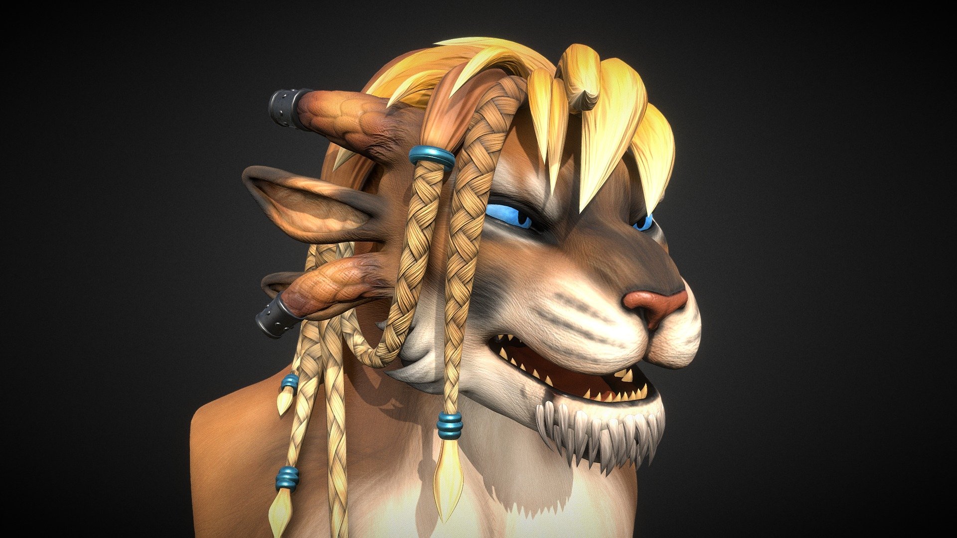Sculpted bust and birthday gift for the wonderful Coffee Kitten of his charr lady, Tamka Ironpaw!

Sculpted in Blender 2.83, textured in Substance Painter 2020.1.2 - Tamka Ironpaw - Sculpted Bust - 3D model by Kianga 3d model