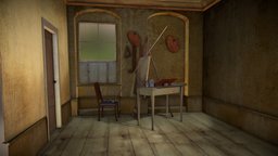 Caspar David Friedrichs Studio room, rooms, paintings, 3d-art, blender