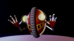 Mr. Wheel Bot wheel, steampunk, bot, creepy, dieselpunk, outline, sci-fi, animation, stylized, animated, robot