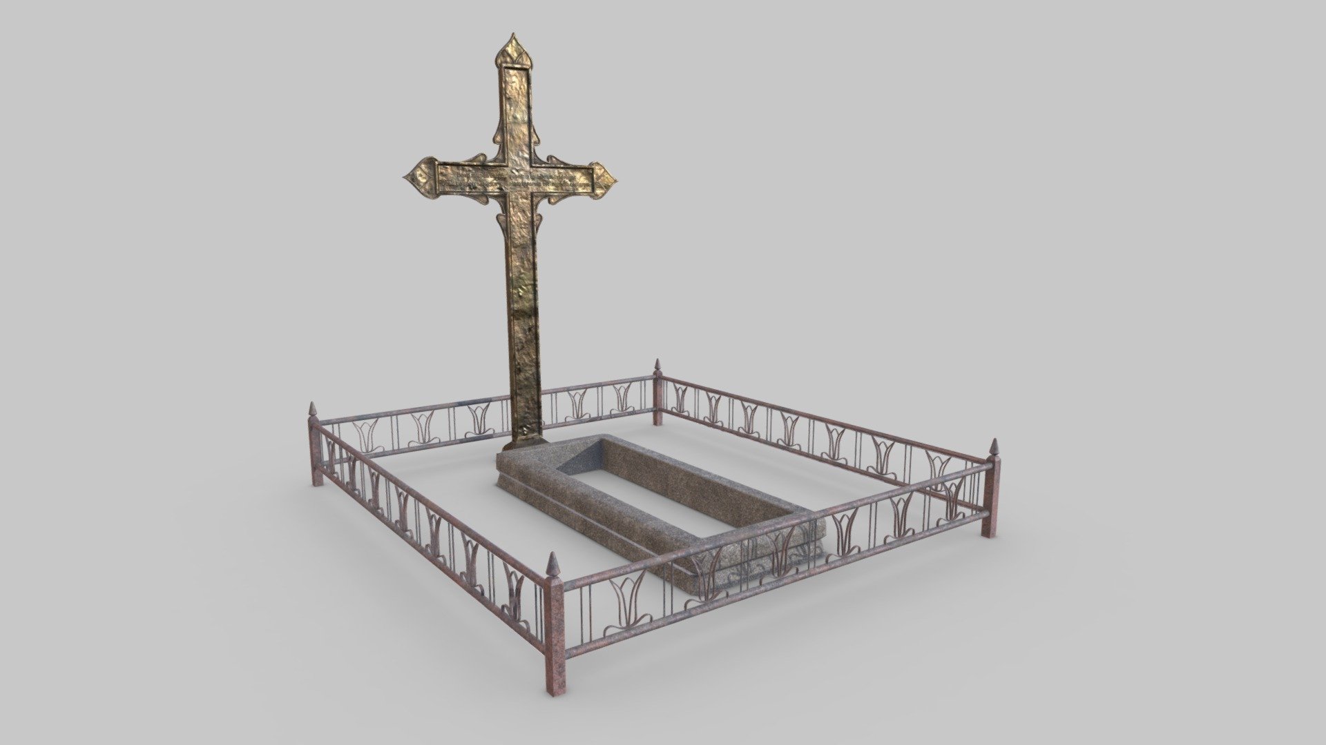 Fenced Grave With Old Brass Cross - a small pack of an old grave with an old brass cross and old grave fence typically seen in old eastern European graveyards.




Pack includes 3 meshes.

Models are low poly.

Models are Game-Ready/VR ready.

Models are UV mapped and unwrapped (non overlapping)

Assets are fully textured, 1024x1024, 2048x2048 .png’s. PBR

File Format: .FBX
 - Fenced Grave With Old Brass Cross | Game Assets - Buy Royalty Free 3D model by PropDrop (@PropDrop.xyz) 3d model
