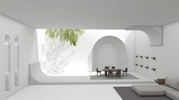 VR Morden Bright Space | Lounge | Baked tree, scene, room, plant, tea, minimal, sofa, furnished, loft, lounge, furniture, table, vr, bright, virtualreality, spatial, minimalism, teahouse, launge, house, space