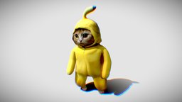 Banana Cat cat, happy, meme, youtube, cartoon, blender, animation, characterdesign, funny, happycat