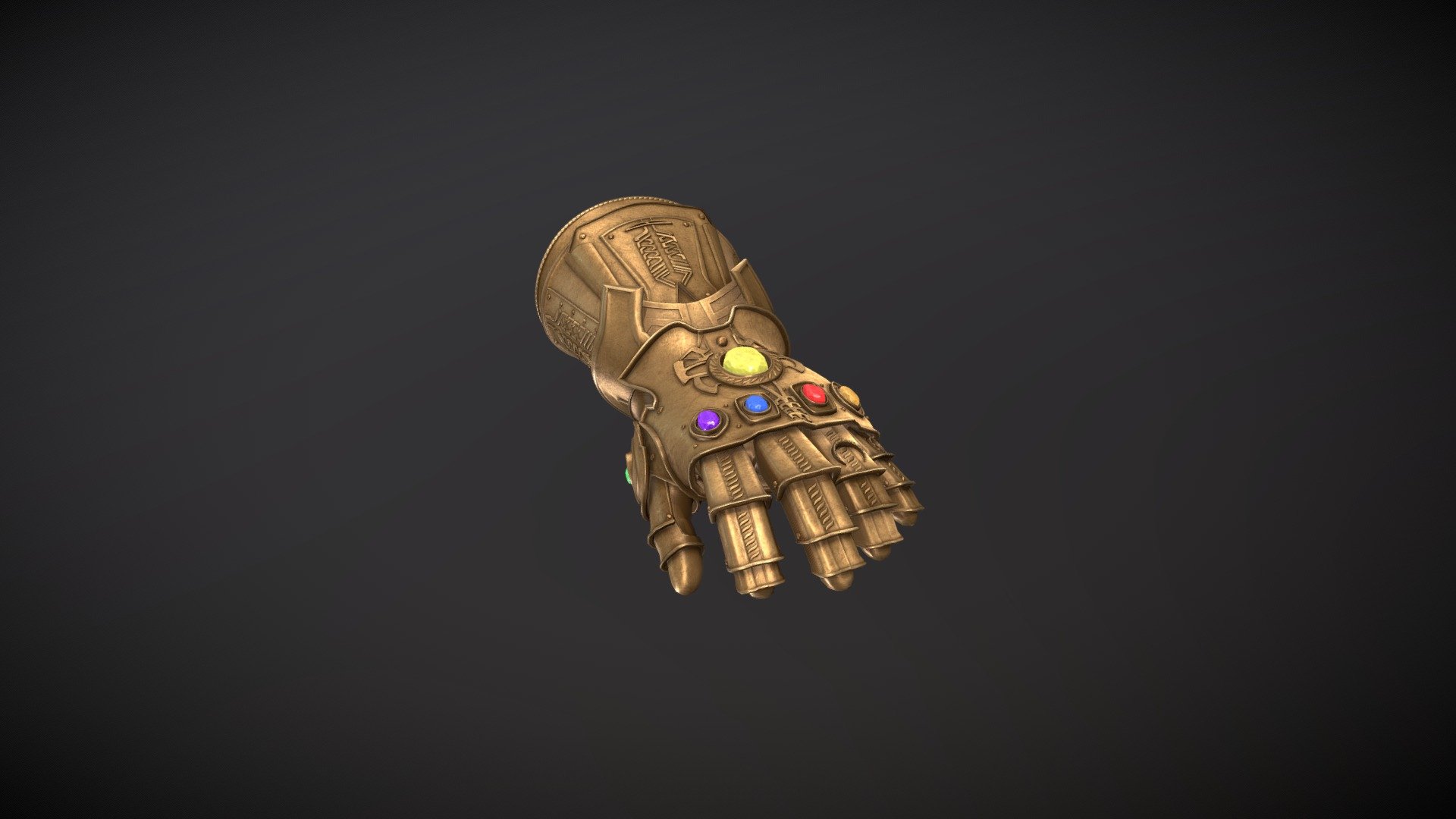 I recently had the opportunity to make this for a Virtual Reality demo.  I had to make a few changes so that it would fit a human hand as well as animate properly.  I hope you love it! - Thanos Infinity Gauntlet - human VR version - Buy Royalty Free 3D model by Mulderach (@garyelder) 3d model