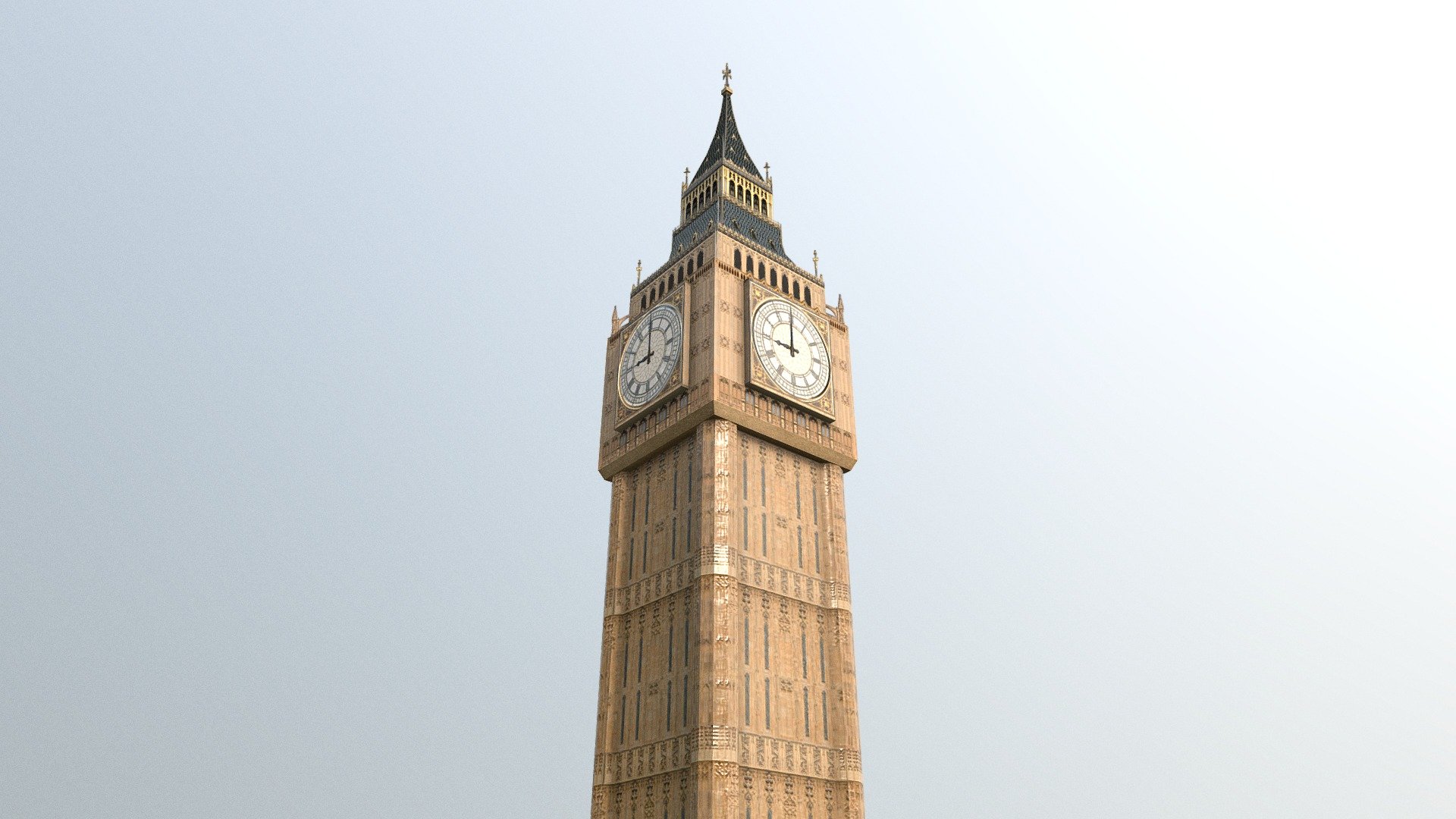 Low poly Big Ben model used in game background 3d model