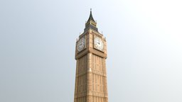 Big Ben Tower (low poly) bigben, substancepainter, substance