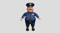 Police Man police, officer, character, lowpoly, 3dmodel, male, rigged, gameready