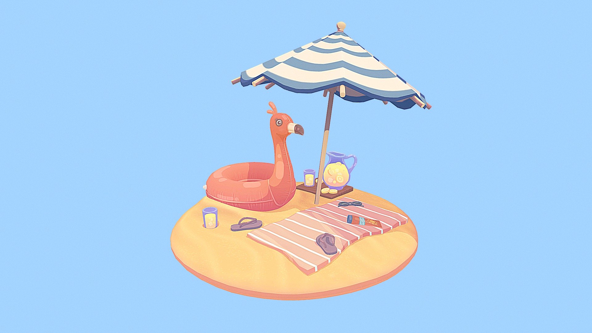 Hey Sketchfab!! 

I wanted to create something to remember summer 2022 because it was the first time since the pandemic that I actually did a lot of things outside my appartement. I did so many activities, enjoyed the company of my friends and it was really really nice. I even got a bad sunburn so please put sunscreen on! - Summer Vibes - 3D model by Agathe Préfontaine (@apref) 3d model